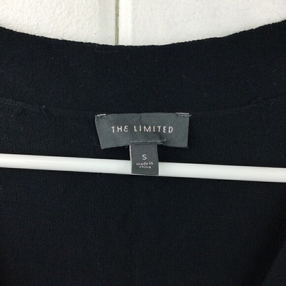 The Limited Black Button Front Cardigan Sweater with Cream & Red Plaid - Small - Picture 2 of 7